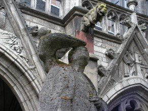 Waterspuwers en hogels op Domkerk