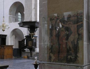 Schildering op kruisingspijler