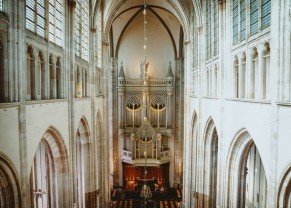 Hoge gwelven en aanblik op het orgel